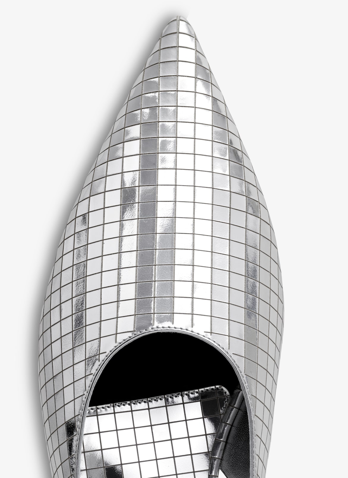 ART DECO FLAT SLINGBACKS IN MIRROR CALFSKIN ALAÏA SILVER ART DECO FLAT SLINGBACKS IN MIRROR CALFSKIN